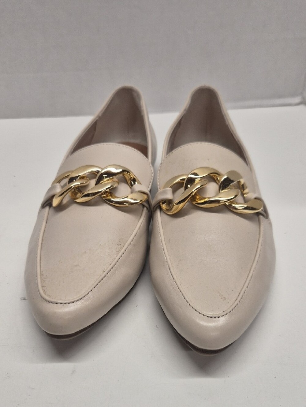 Steve Madden NYC Loafers Pointed Toe Slip On Vegan Leather Flats Shoes Ivory 9